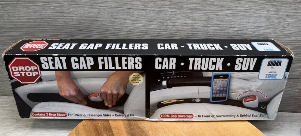 Drop Stop - The Original Patented Seat Gap Filler Set of 2 Black Universal